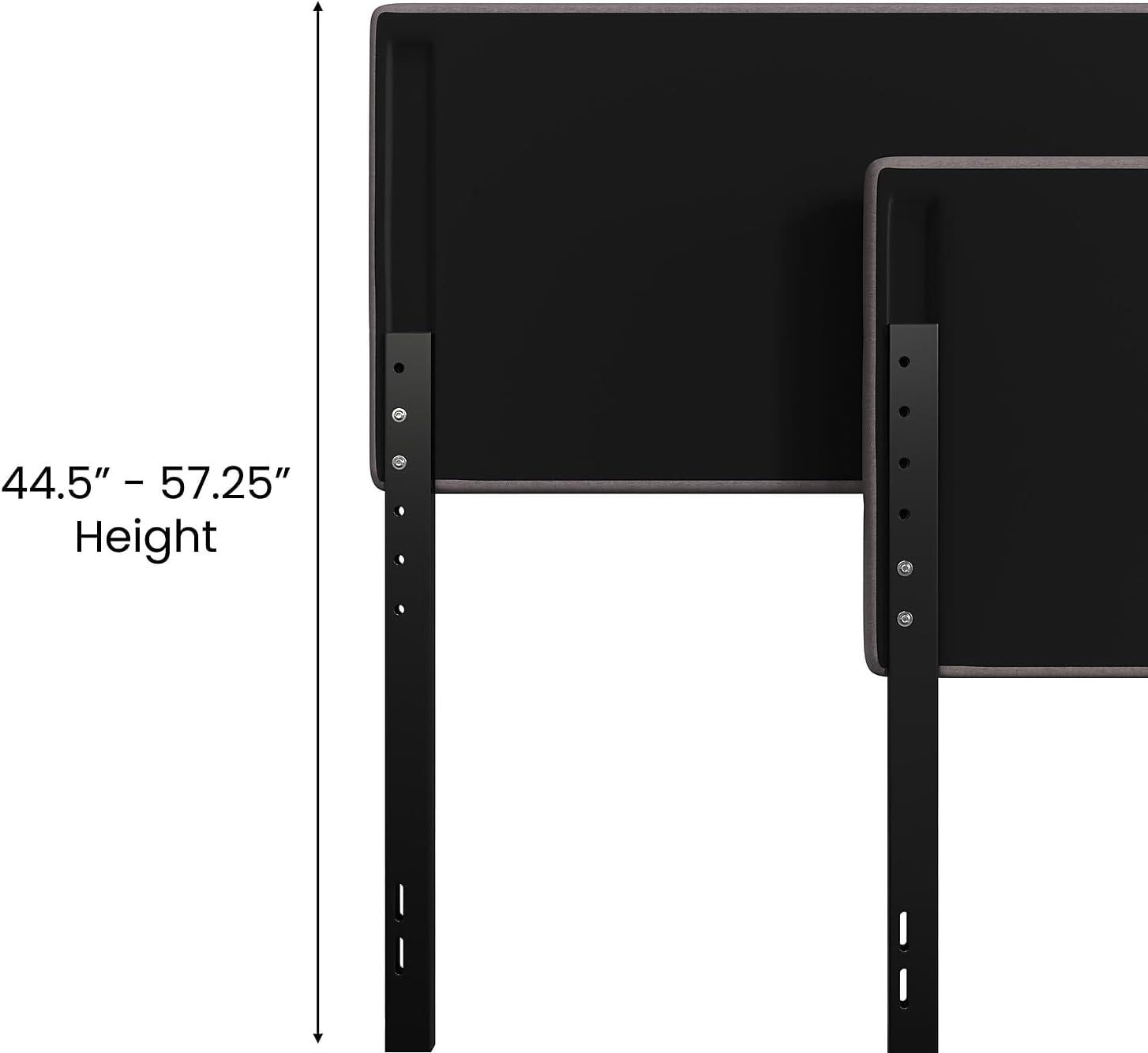 Flash Furniture Paxton Queen Channel Stitched Fabric Upholstered Headboard, Adjustable Height from  44.5" to 57.25" - Gray