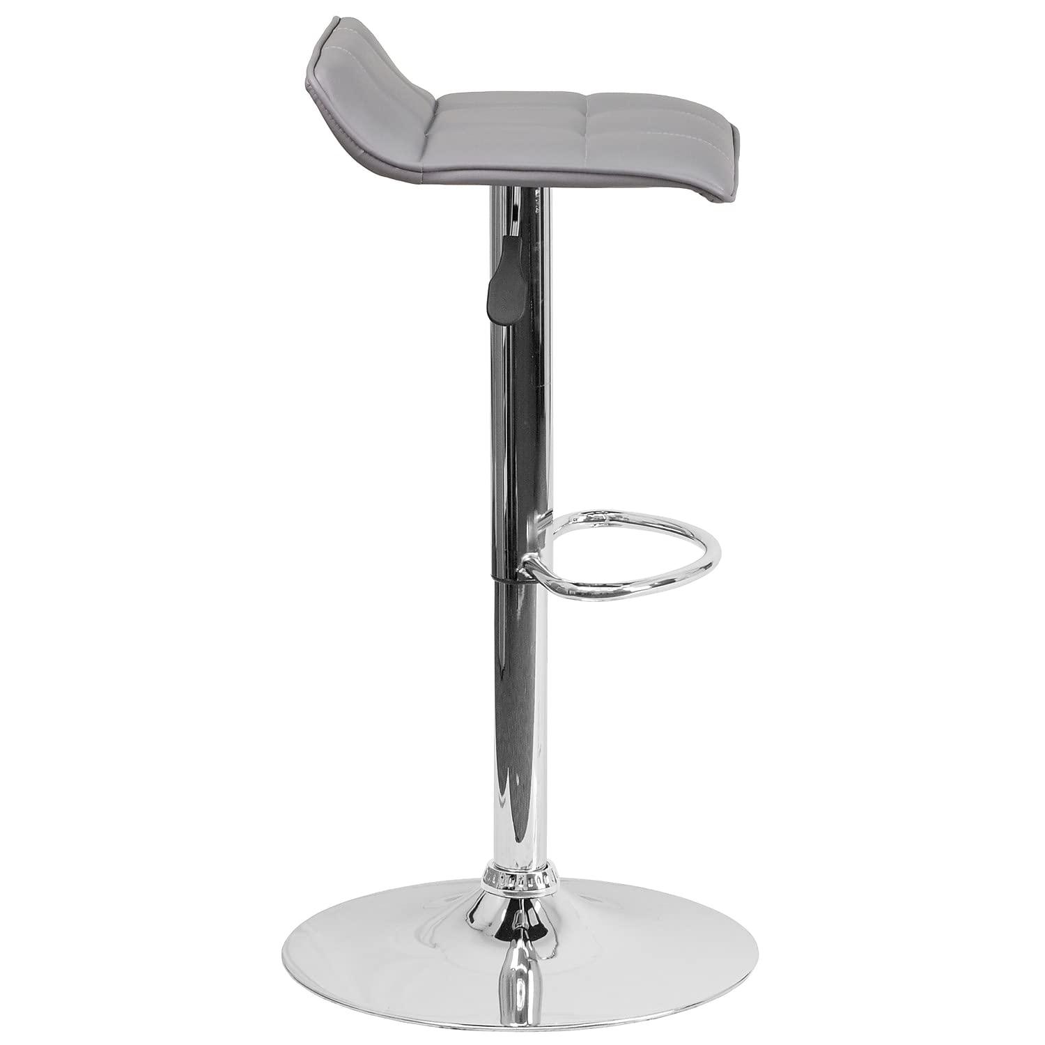 Flash Furniture Contemporary Black Vinyl Adjustable Height Barstool with Quilted Wave Seat and Chrome Base