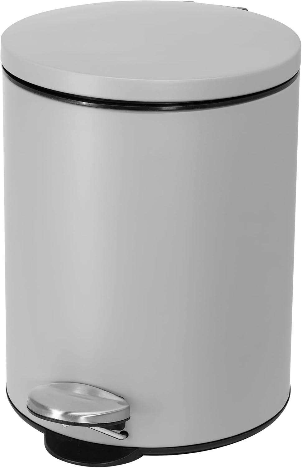 Round slow-close bathroom wastebin with premium pedal and lid (5L)