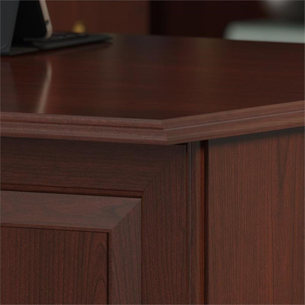 Bush Furniture Saratoga L Shaped Computer Desk with Drawers and Storage | Large Corner Office Table for Workspace, 66W, Harvest Cherry