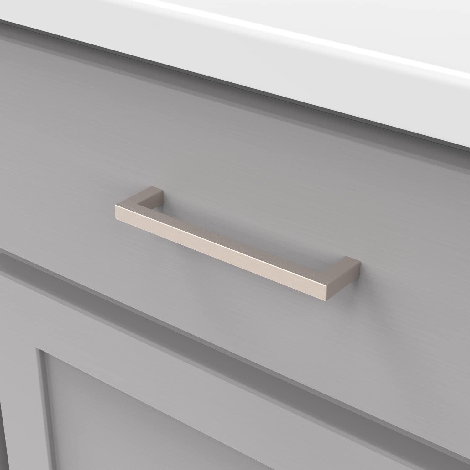 Brushed Nickel Modern Bar Pull with Mounting Hardware