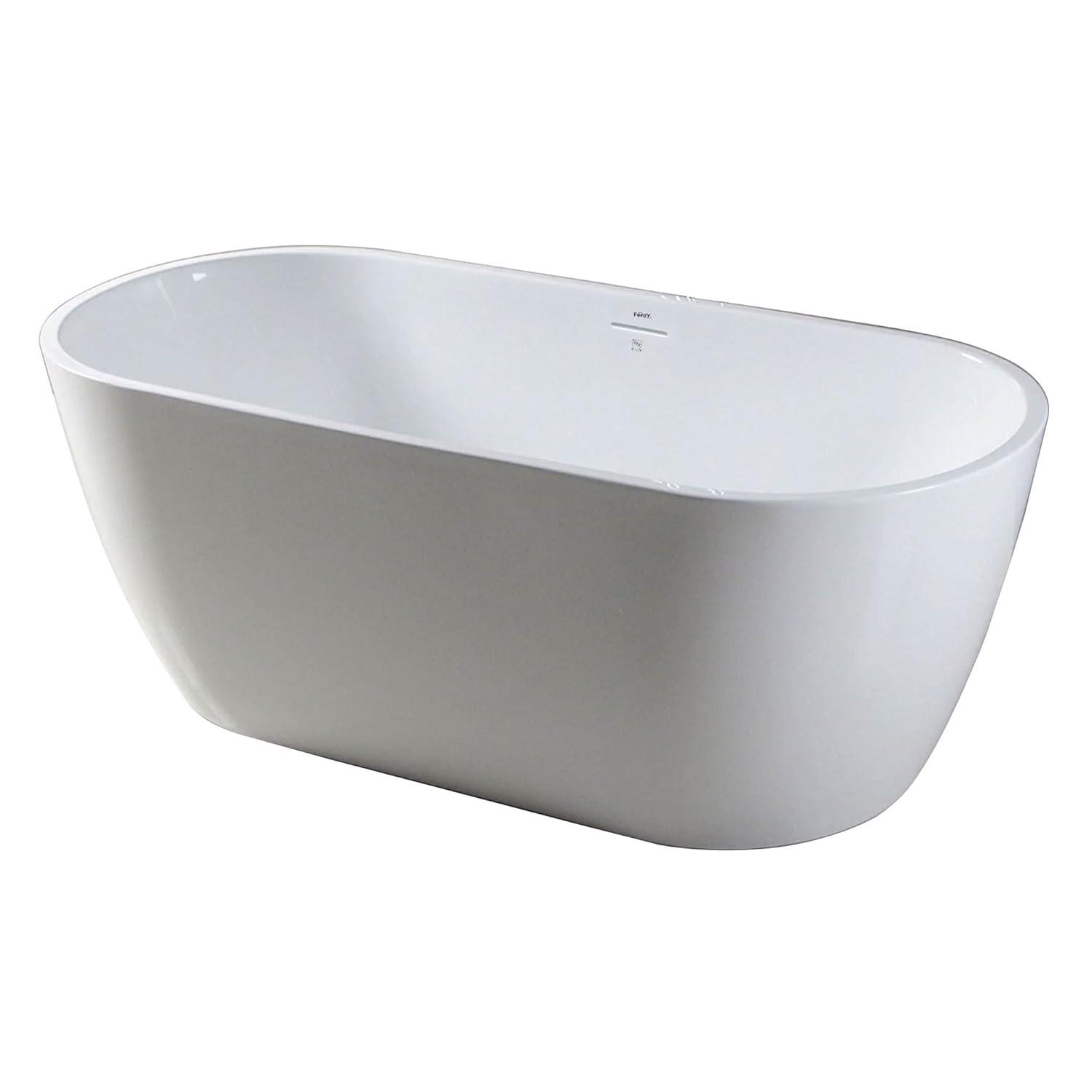 FerdY Bali Freestanding Soaking Acrylic Bathtub with Brushed Nickel Drain FerdY-02538-1500-BN