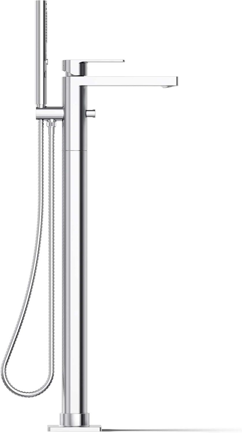 Parallel Floor-Mount Bath Filler Trim With Handshower