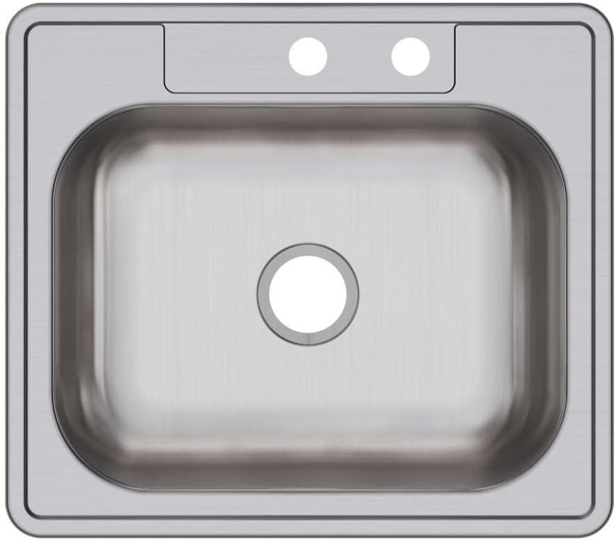 Dayton D125223 Single Bowl Drop-in Stainless Steel Sink, , 25 x 22 22 Gauge 3 Faucet Holes