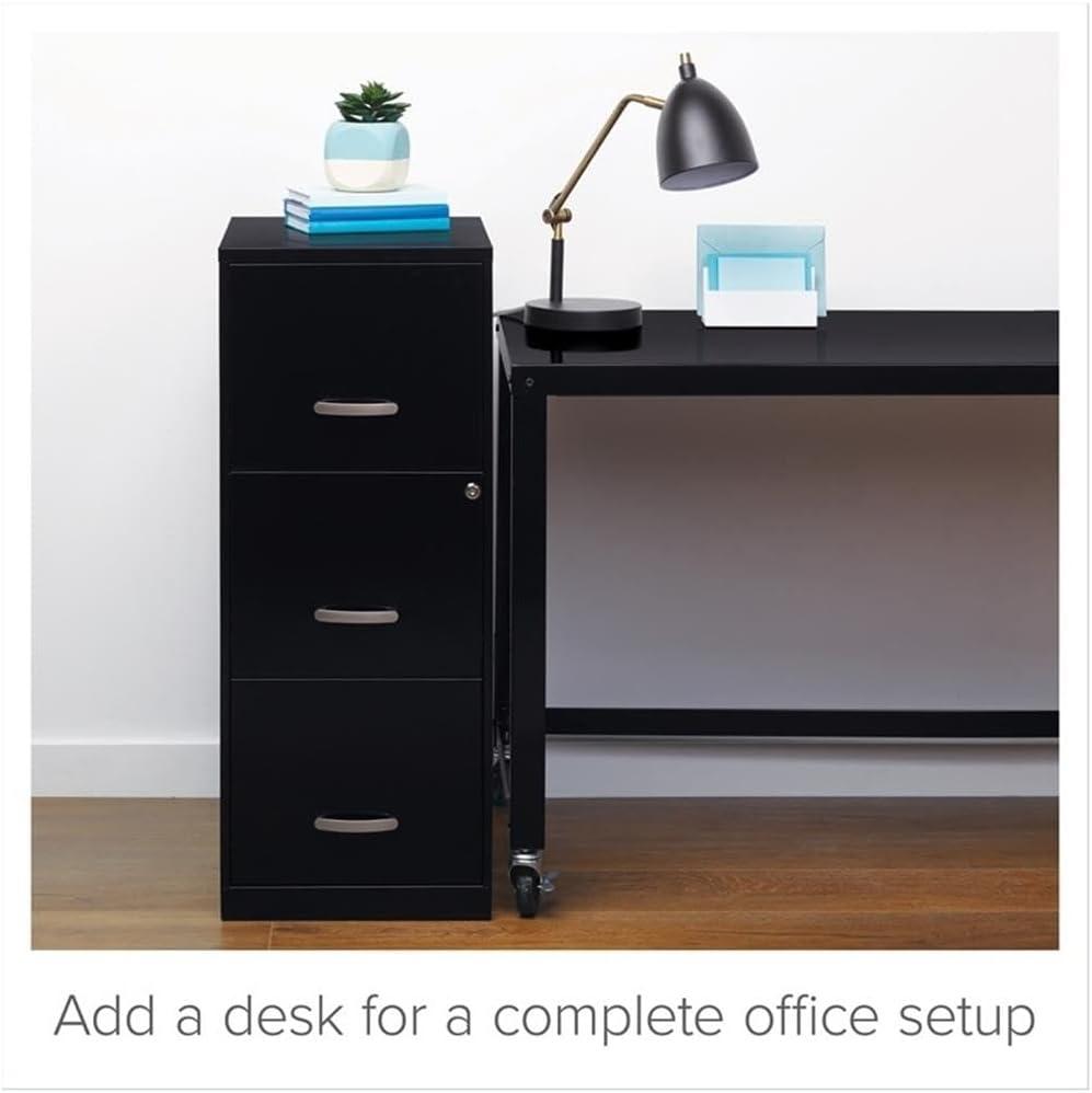 3 Drawers 35.5" Vertical Black Metal Filing Cabinet Lockable Pre-assembled Stationary Legal/Letter Size for   Office