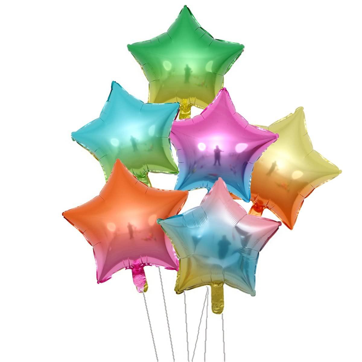 18 Assorted Gradient Color Star Shaped Balloons 6 Kinds of Rainbow Party Foil Balloons,Foil Balloon for Party Decoration.(Mixed, 18inch)…