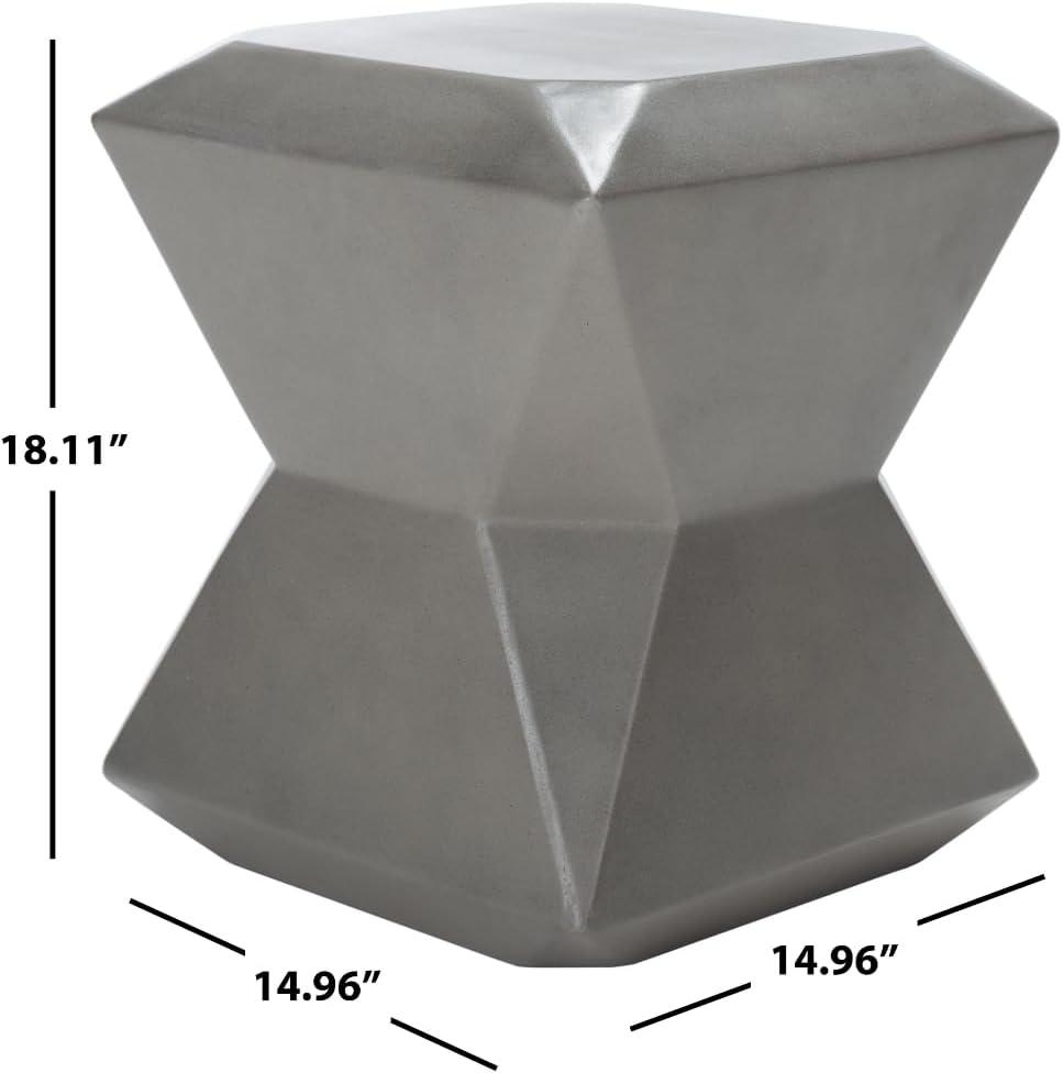 SAFAVIEH Conan Outdoor Patio Concrete Accent Stool, Dark grey