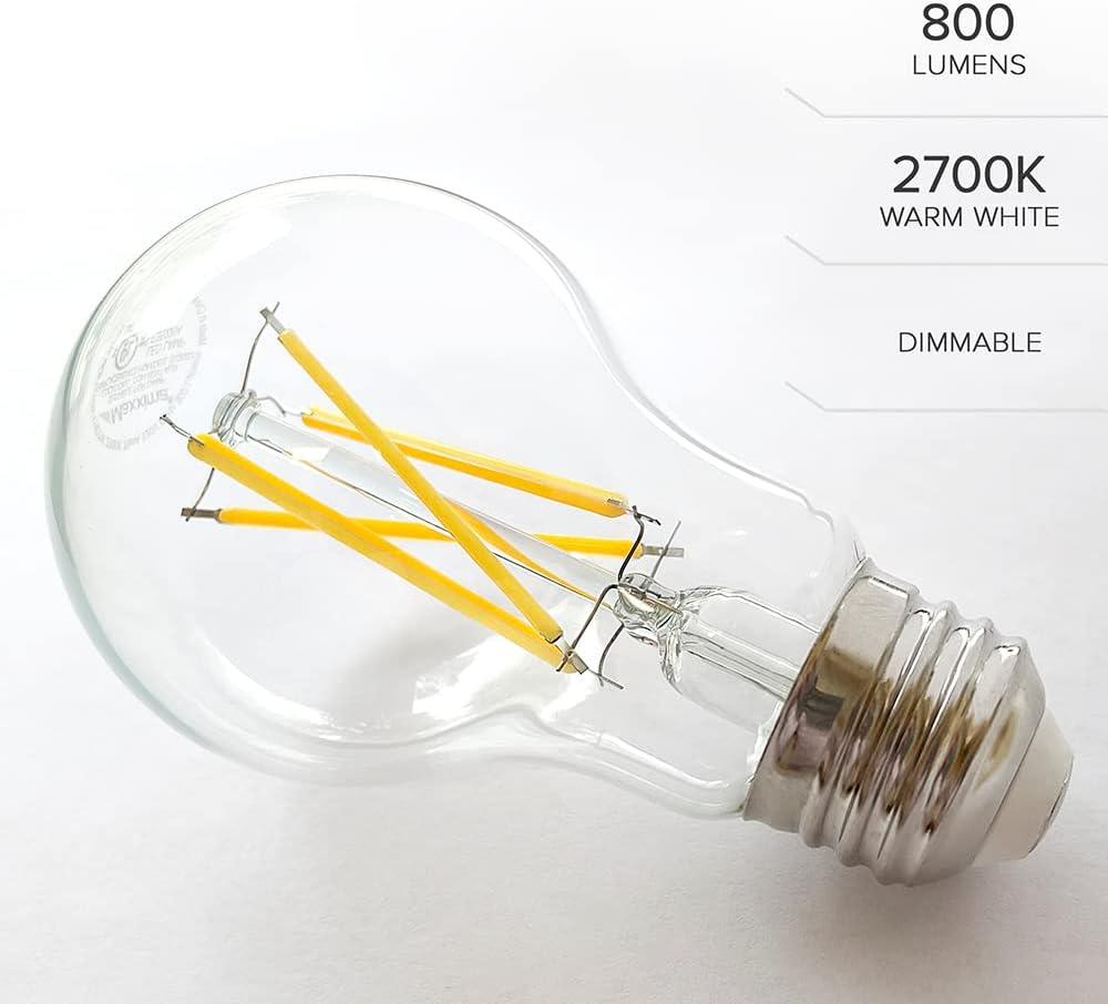 Maxxima Dimmable LED A19 Edison Light Bulb, 60 Watt Equal, 2700K Warm White 800 Lumens (6 Pack)
