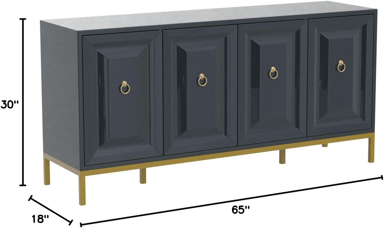 Best Master Furniture Sujay 65" Modern Wood Sideboard with Gold Accents in Gray