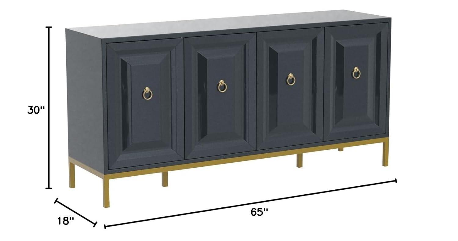 Best Master Furniture Sujay 65" Modern Wood Sideboard with Gold Accents in Gray