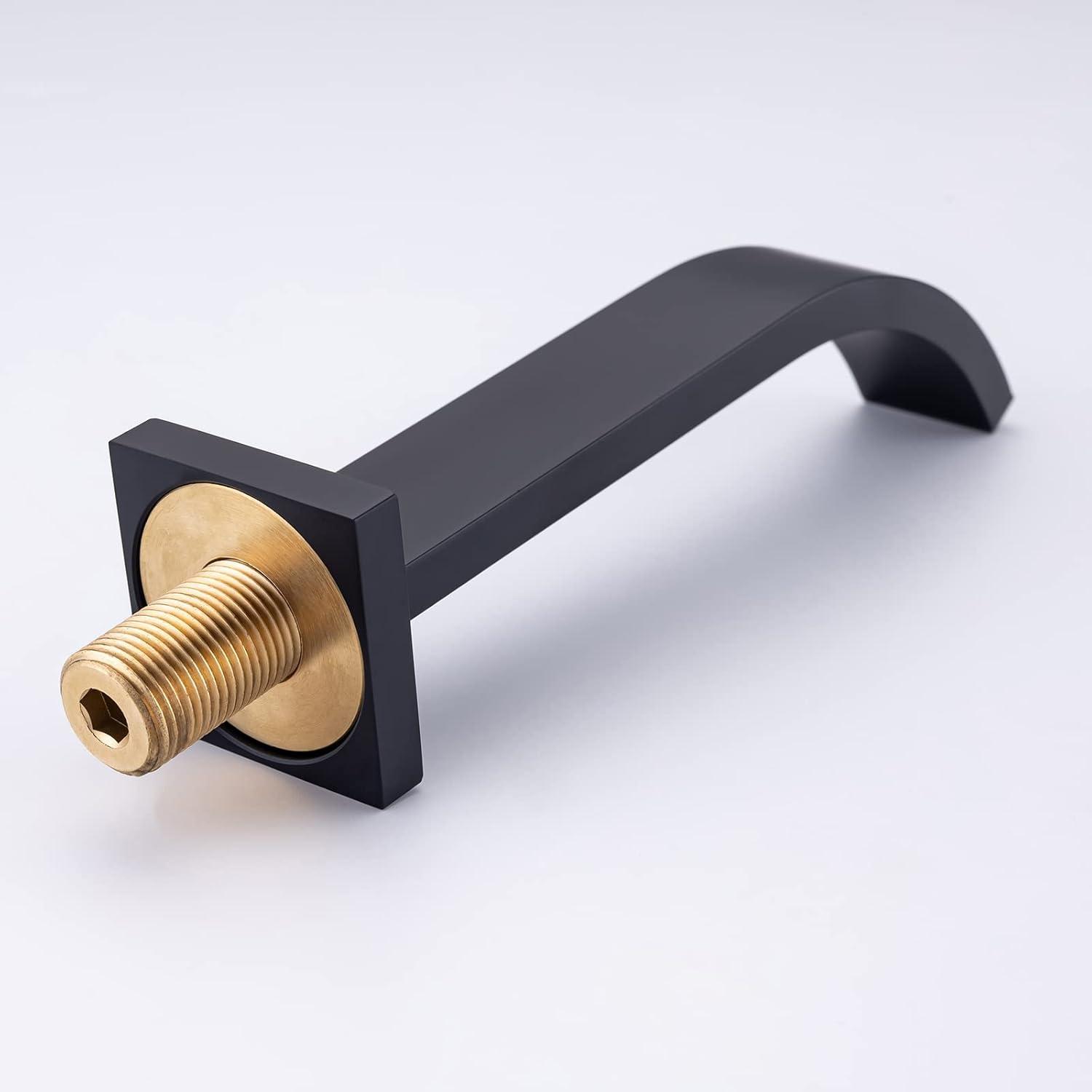 Matte Black Brass Wall-Mounted Double Handle Faucet