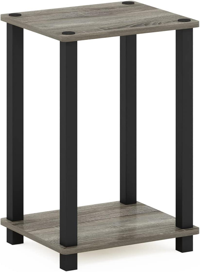 French Oak & Black Simplistic 11.5" Rectangular End Table