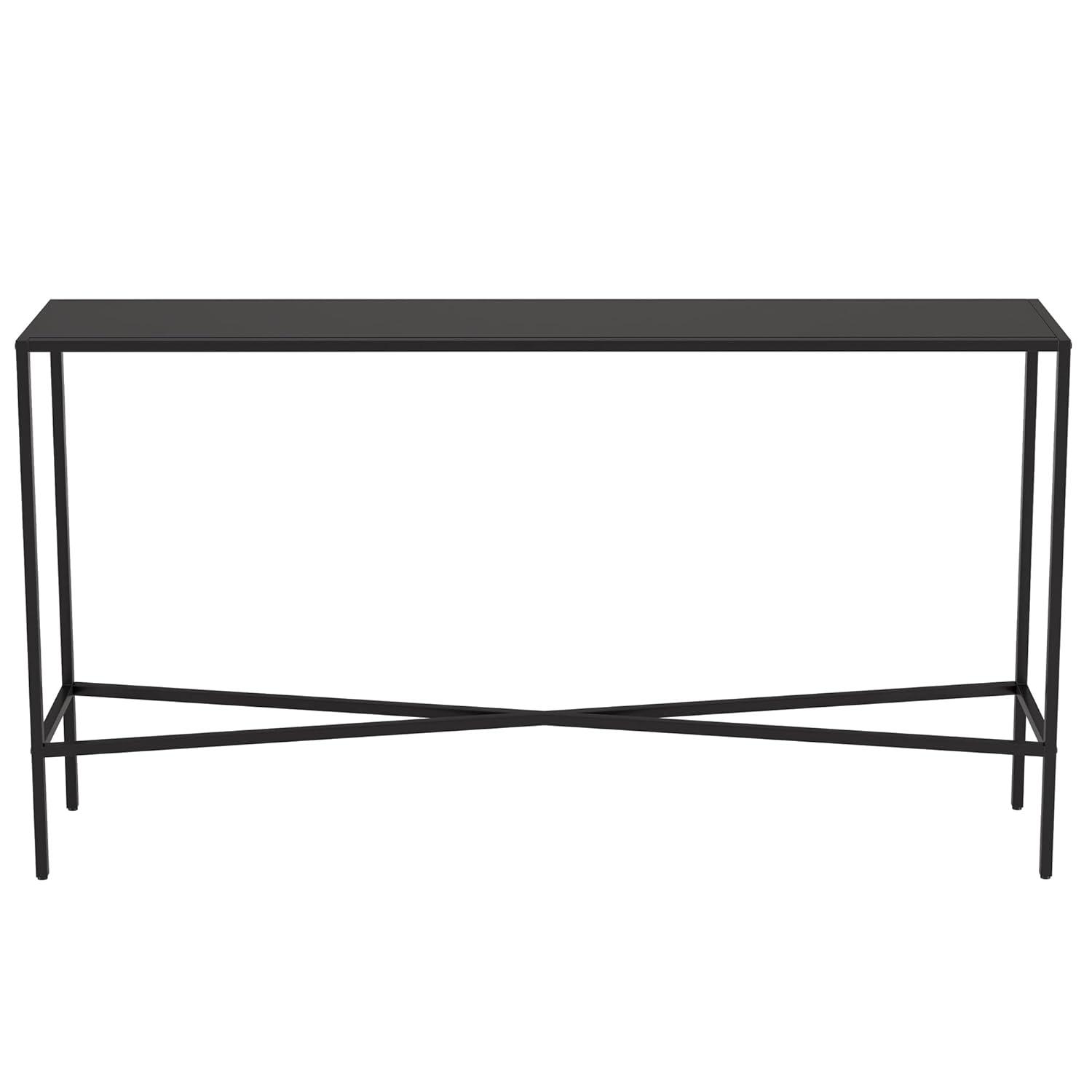 Evelyn&Zoe Henley 55" Wide Rectangular Console Table with Metal Top, Blackened Bronze