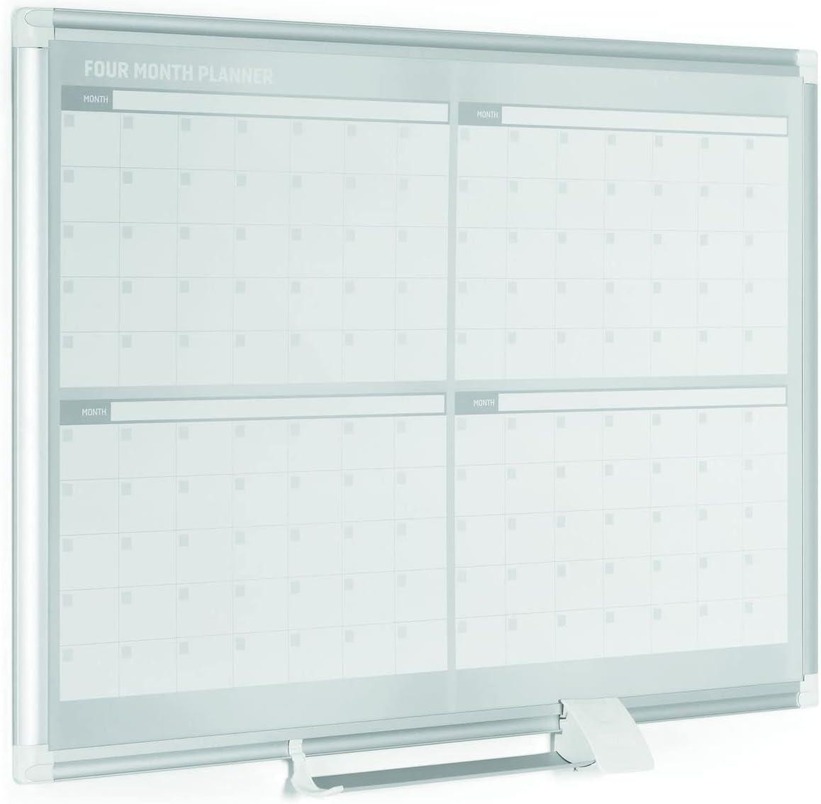 Magnetic Four Month Planner Dry Erase Board with Aluminum Frame