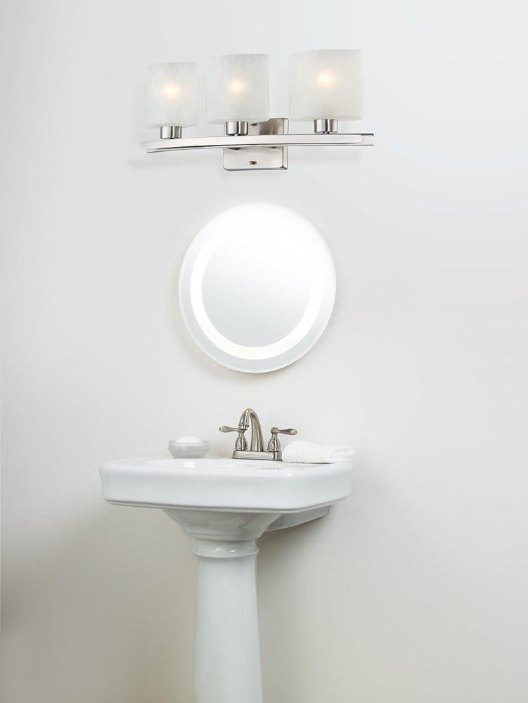 Sleek Brushed Nickel 23.5" Vanity Light with White Linen Glass