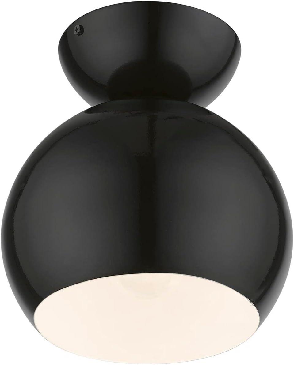 Livex Lighting Stockton 1 - Light Semi-Flush Mount in  Shiny Black