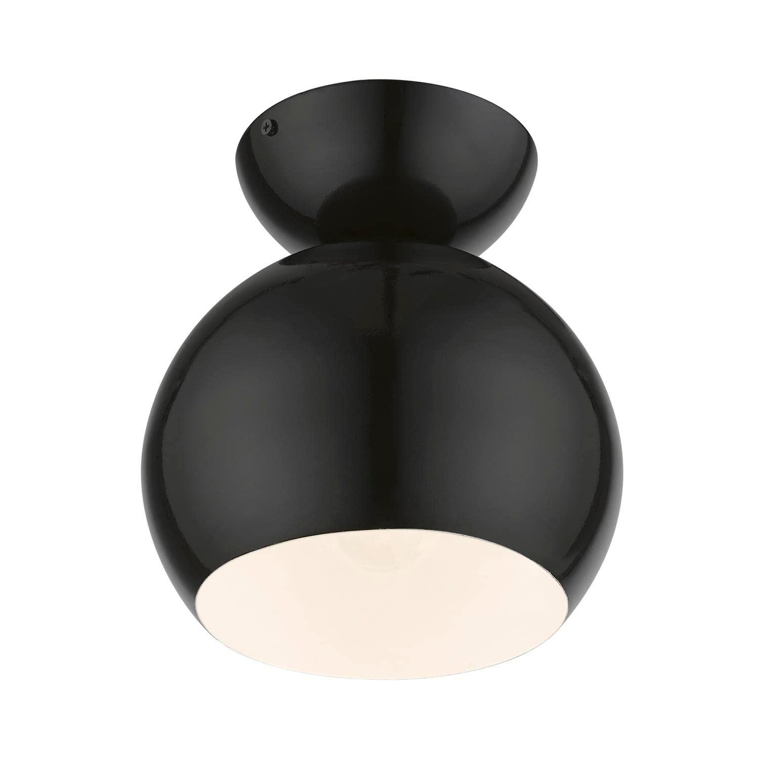 Livex Lighting Stockton 1 - Light Semi-Flush Mount in  Shiny Black