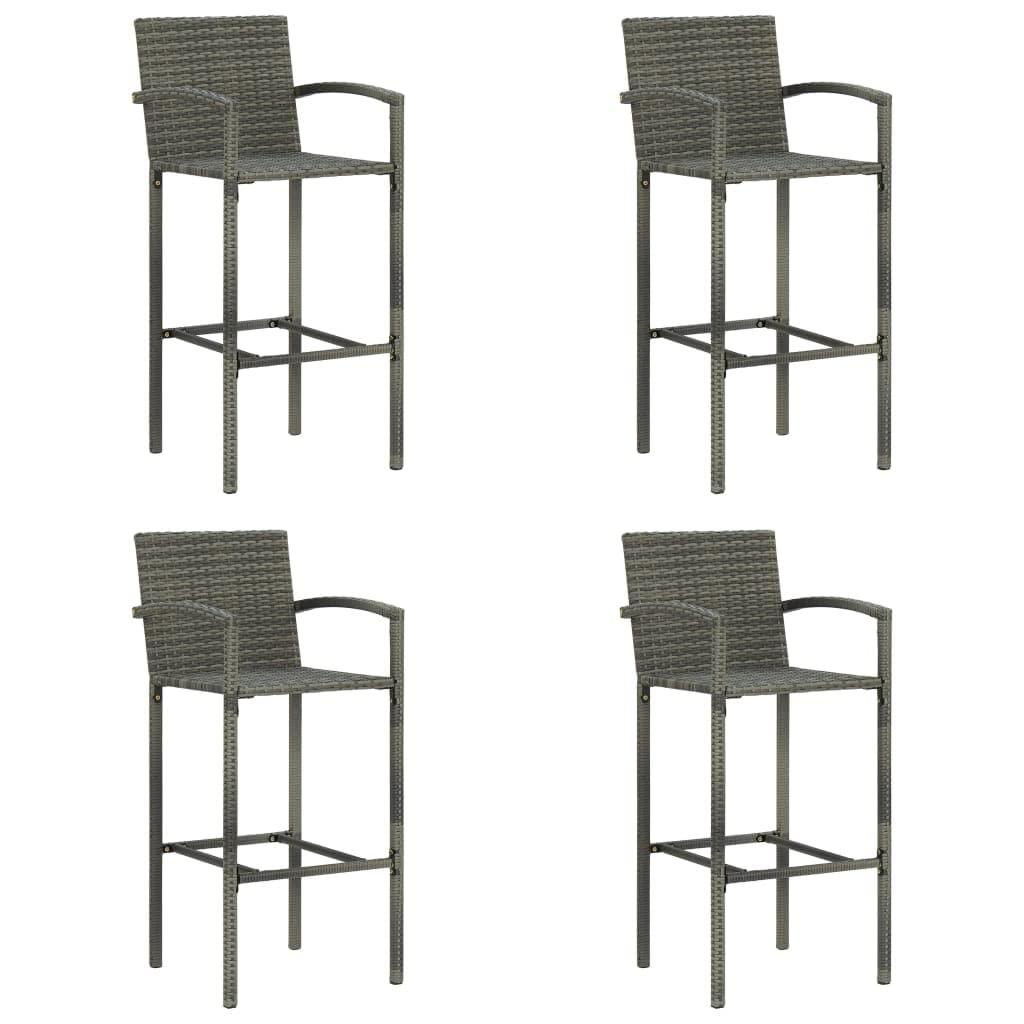 vidaXL Bar Stools 2 pcs Black Poly Rattan