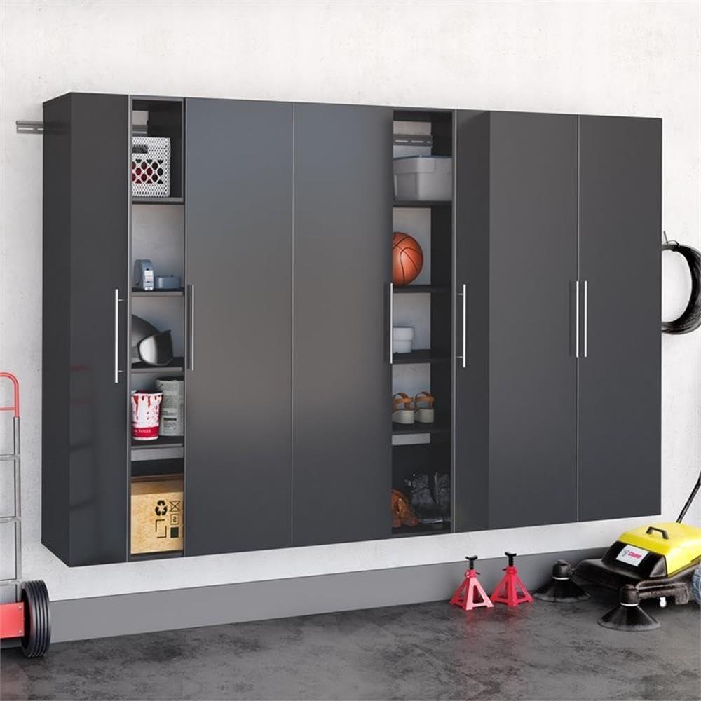 6pc 120" Hangups Storage Cabinet Set Black - Prepac: Wall Mounted, Workshop Organization, Secure Mounting