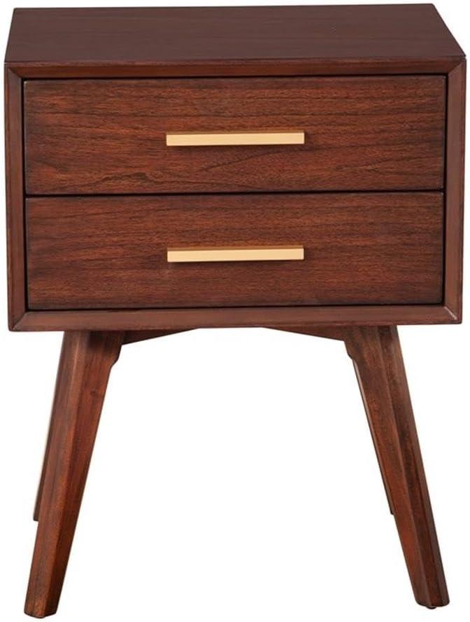 Alpine Furniture Gramercy 2 Drawer Wood Nightstand in Walnut (Brown)