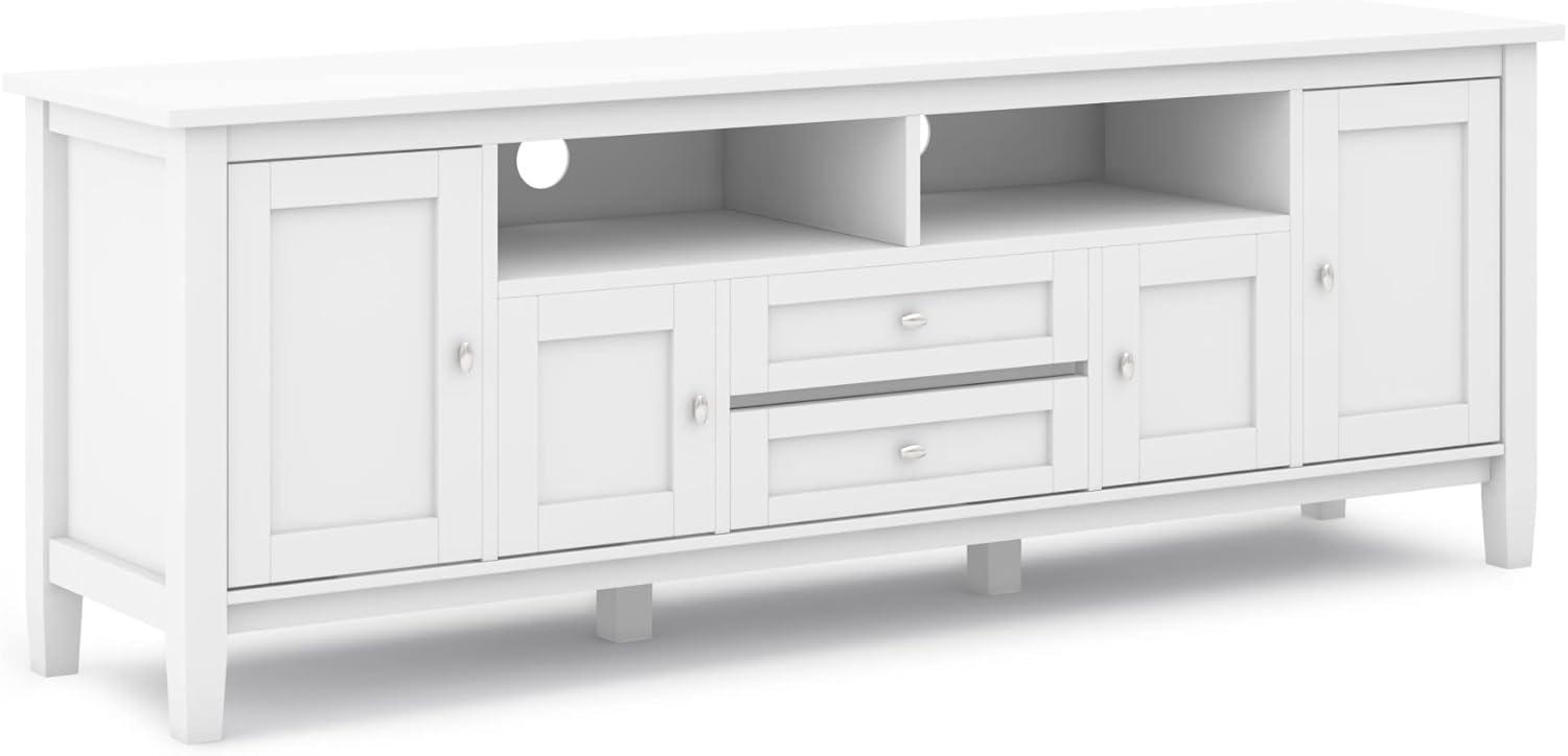 Simpli Home Warm Shaker 72"W Solid Wood TV Stand for TVs up to 80" with 4 Storage Cabinets and 2 Drawers