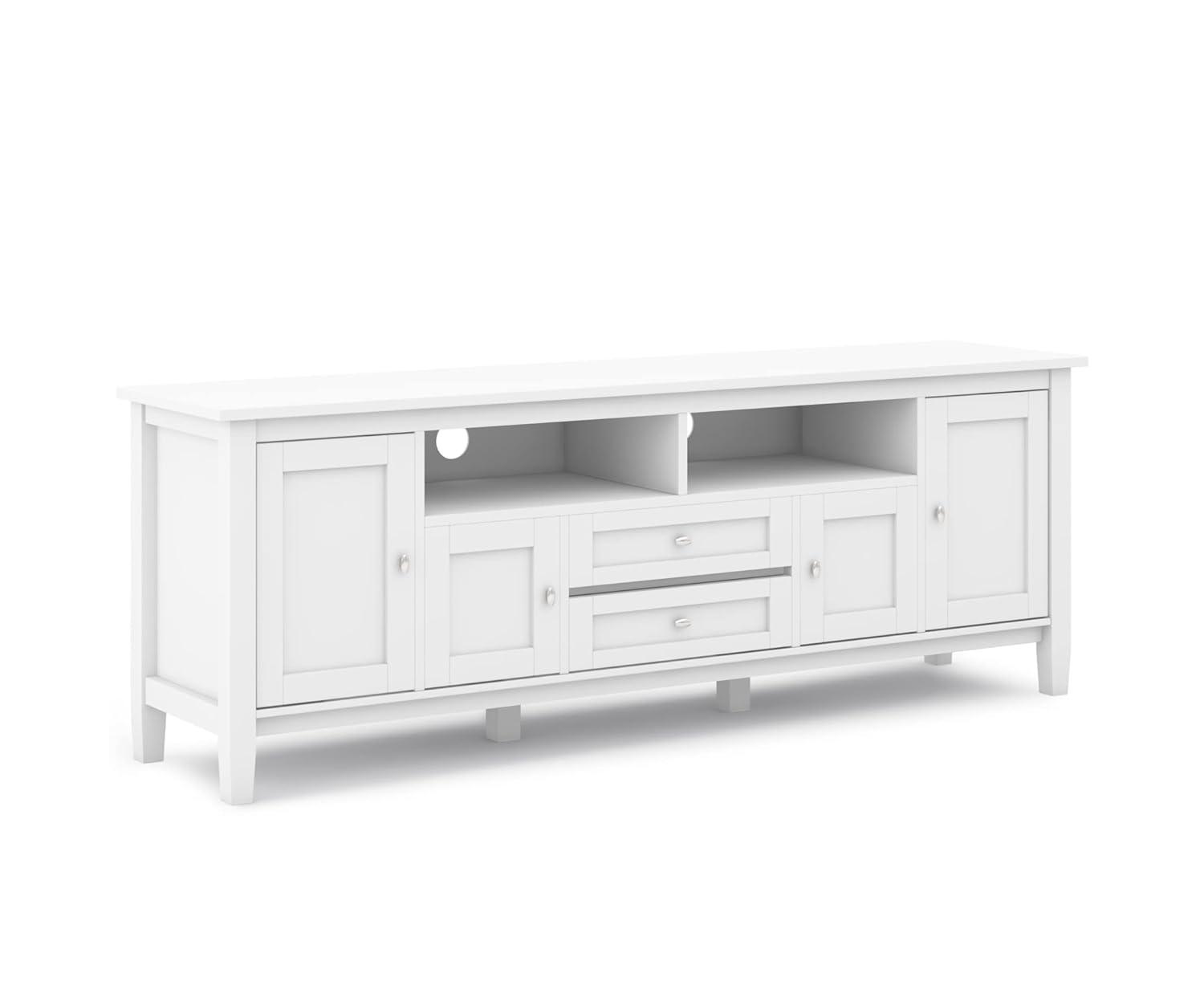 Simpli Home Warm Shaker 72"W Solid Wood TV Stand for TVs up to 80" with 4 Storage Cabinets and 2 Drawers