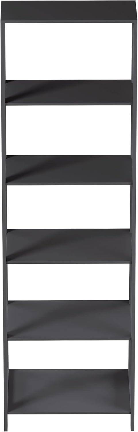Alaterre Furniture 5-Tier Ladder Bookshelf - Leaning Decorative Shelves for Display - Wood Shelf for Living Room, Bathroom, and Kitchen Storage (Gray)