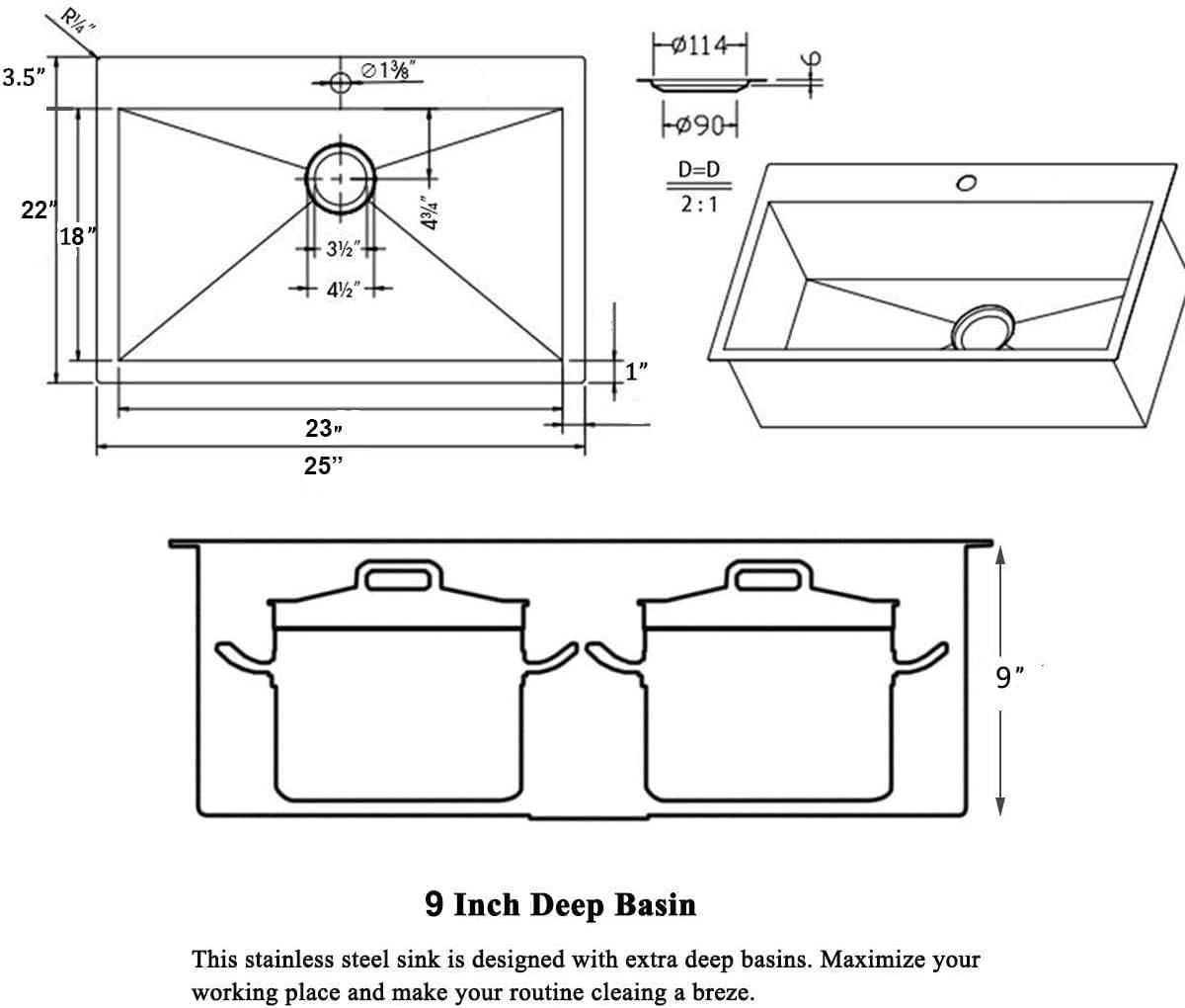 Ruvati 28" Stainless Steel Drop-In Single Bowl Kitchen Sink