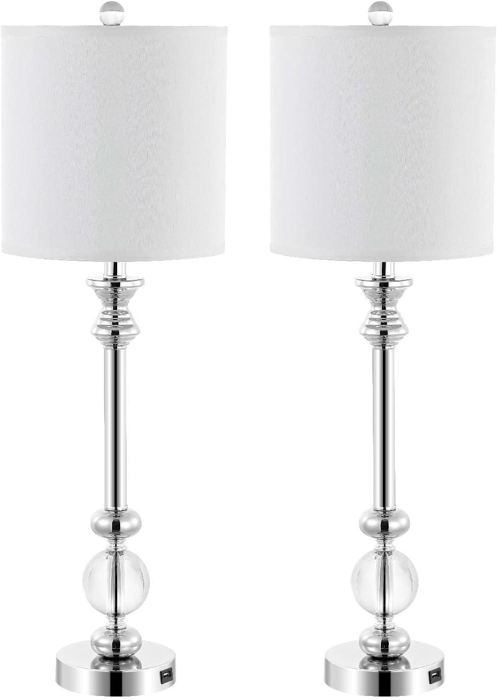 Erica Crystal Candlestick Lamp W/ USB Port (Set of 2) - 31 Inch Height - LIT4164 - Crystal - Safavieh