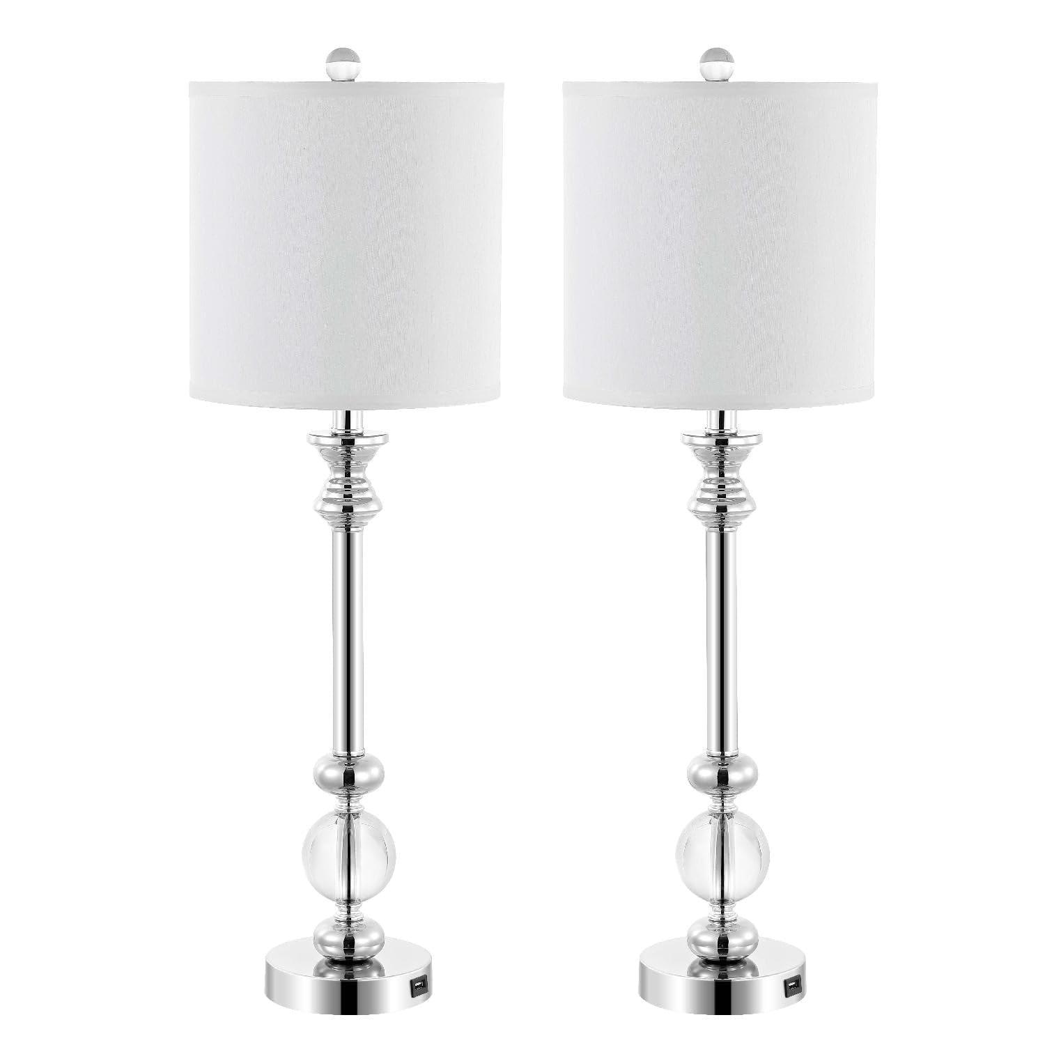 Erica Crystal Candlestick Lamp W/ USB Port (Set of 2) - 31 Inch Height - LIT4164 - Crystal - Safavieh
