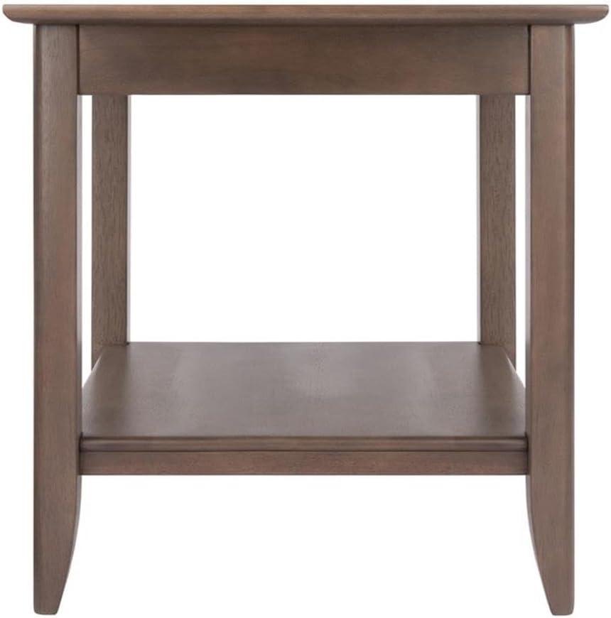 Santino End Table Oyster Gray - Winsome: Contemporary Accent Table with Lower Shelf, Wood Inlay
