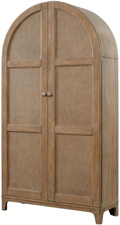 Coastal Arch shaped Bar Cabinet Dining Cabinet Fully Assembled Brown Wood