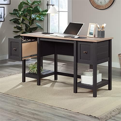 Raven Oak Executive Desk with Drawers and Filing Cabinet