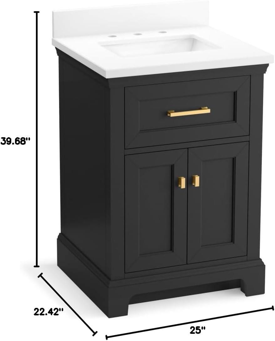 KOHLER K-29259-BD1-DWG Charlemont 24" Bathroom Vanity Cabinet with Sink and Quartz Top, Dark Warm Grey