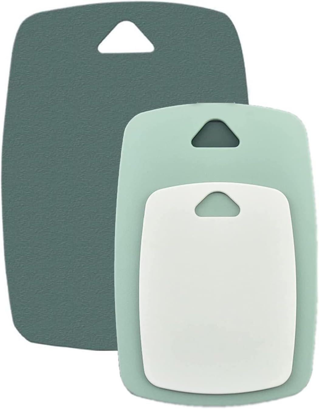 Green Rectangular Plastic Cutting Board Set with Easy Grip Handle