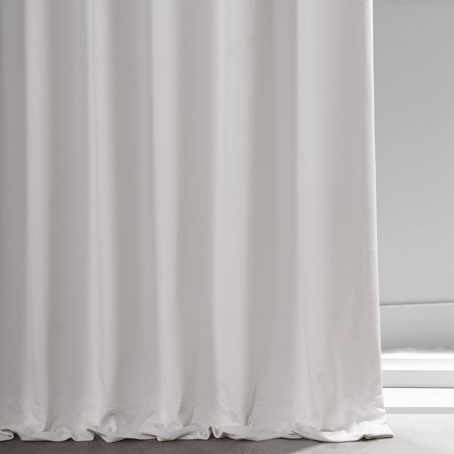 Half Price Drapes Signature Misty White Plush Velvet Hotel Blackout Curtains (1 Panel), 50W X 108L