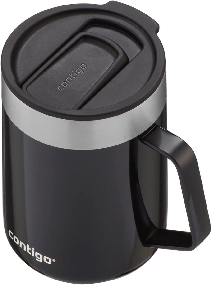 Contigo Streeterville Stainless Steel Mug with Splash-Proof Lid and Handle Black Licorice, 14 fl oz.