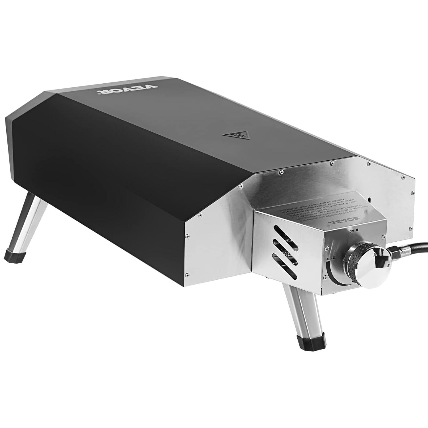 Choco Moon 13" Portable Gas Pizza Oven, Outdoor Propane Pizza Maker with Stainless Steel Construction & Pizza Stone, Perfect for BBQ Camping & Picnics, CSA Certified, Black