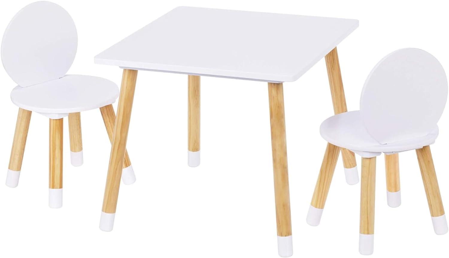 UTEX 2-in-1 Kids Table with 2 Chairs Set, White