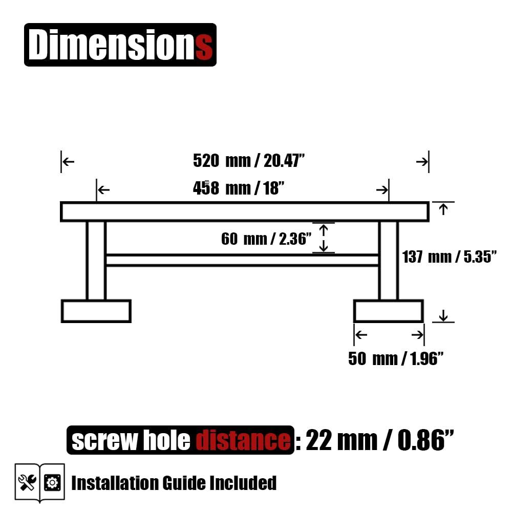 JQK Black Double Towel Bar, 20.5 Inch 304 Stainless Steel Thicken 0.8mm Towel Rack Bathroom, Towel Holder Matte Black Wall Mount, Useable Length 18 Inch, TB100L18-PB