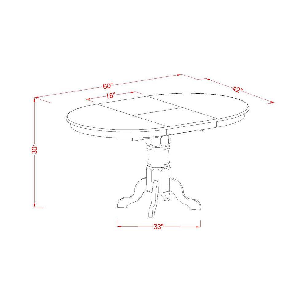 East West Furniture AVT-OAK-TP a Pedestal Oval Table with 18" Butterfly leaf, Oak