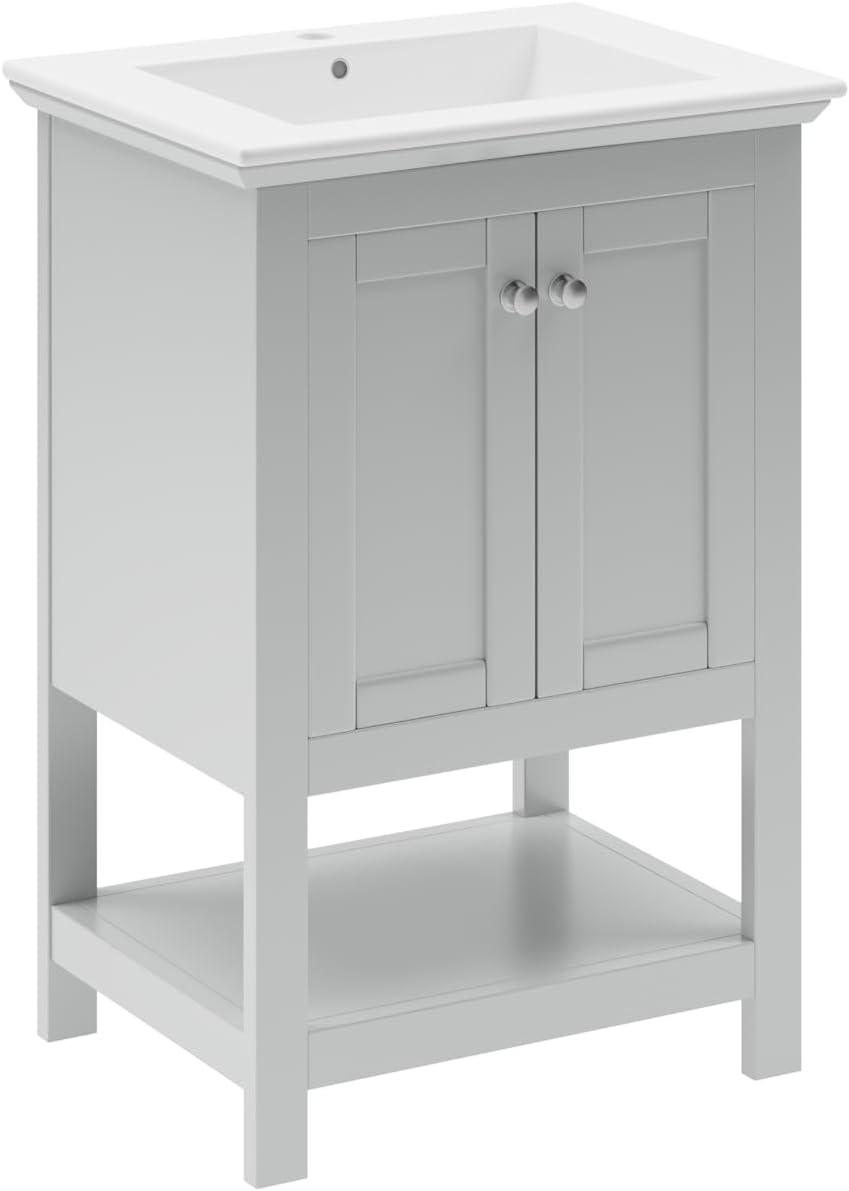 Manchester 24" Freestanding Single Sink Bathroom Vanity with Integrated Sink (Faucet Not Included)