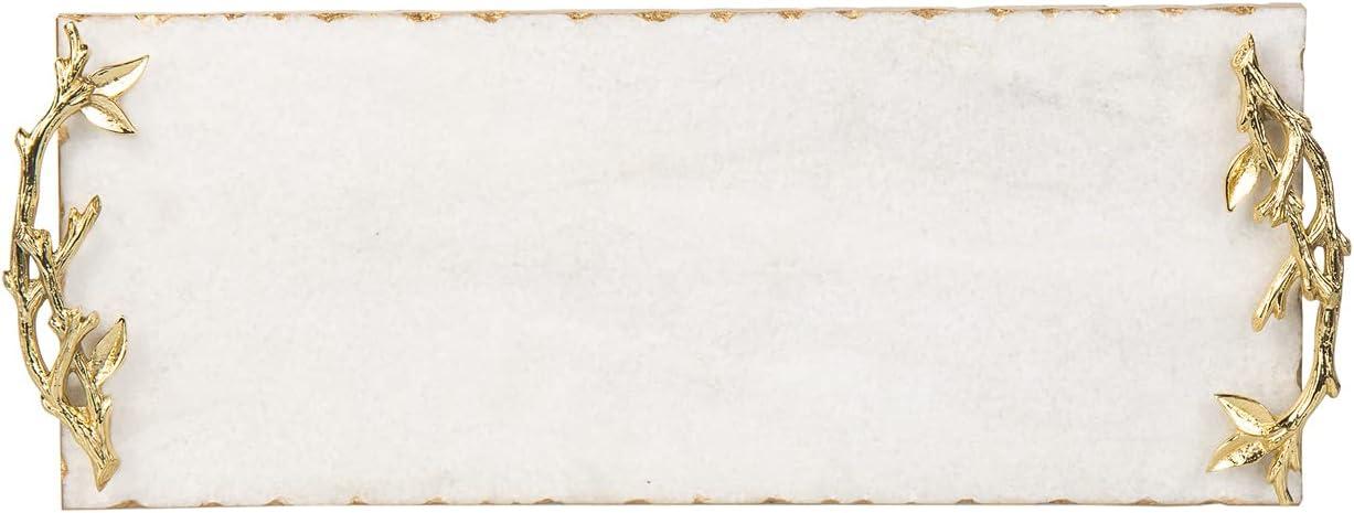Godinger Marble Serving Tray for Appetizers Desserts Hors D'vour Dish Golden Branch.