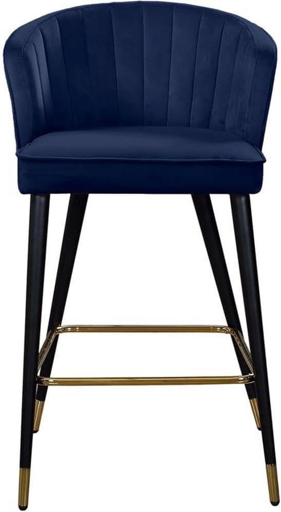 Meridian Furniture Cassie 28"H Velvet Bar Stool in Navy (Set of 2)