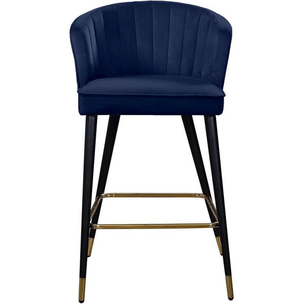 Meridian Furniture Cassie 28"H Velvet Bar Stool in Navy (Set of 2)