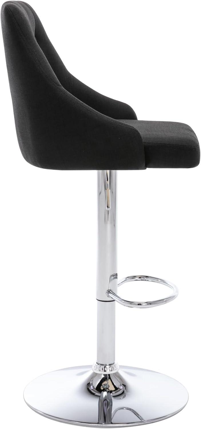 Brage Living Swivel Bar Stool with Back, Adjustable Fabric Tufted Barstool, Upholstered Counter Height Airlift Bar Chair for Kitchen Dining Cafe (Black)