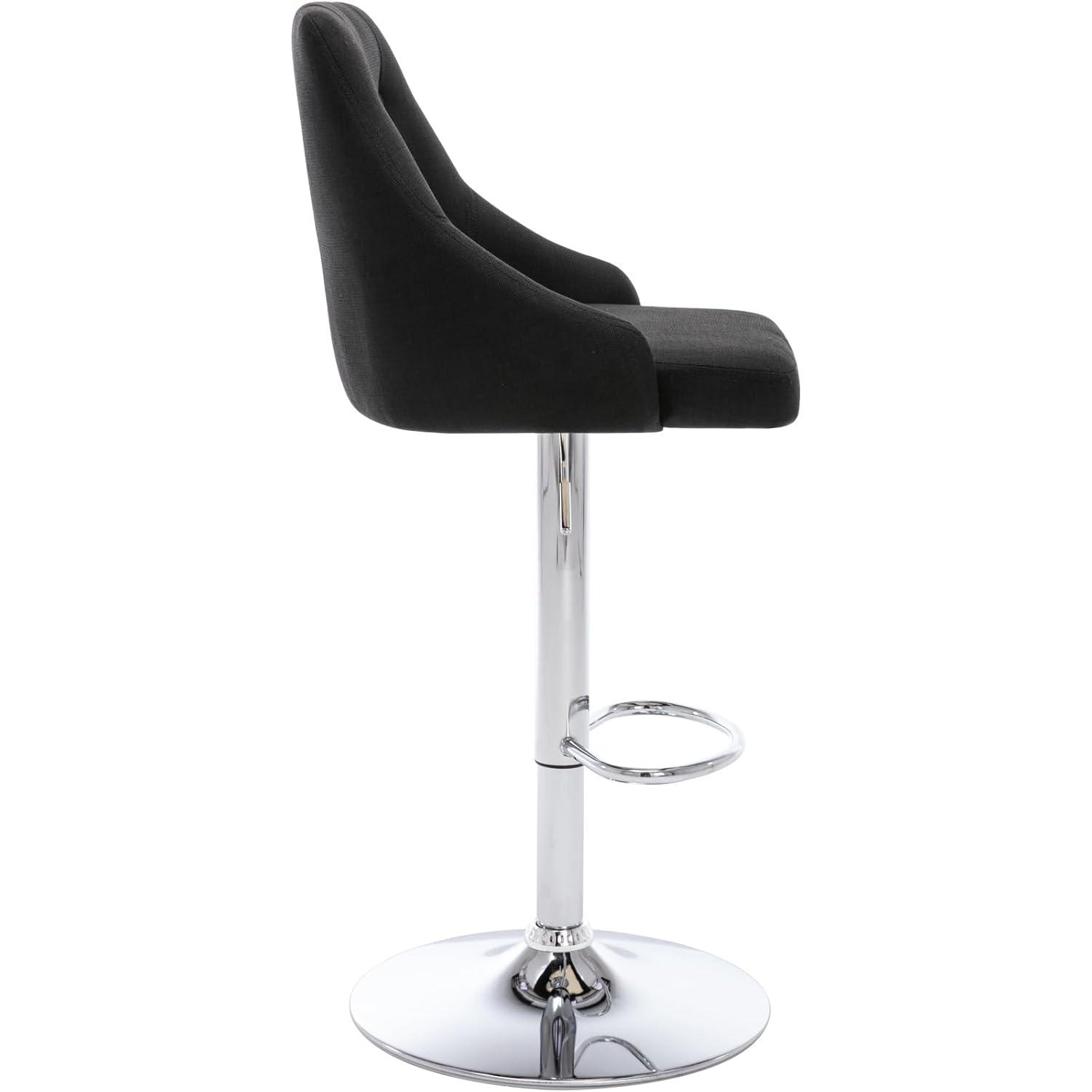 Brage Living Swivel Bar Stool with Back, Adjustable Fabric Tufted Barstool, Upholstered Counter Height Airlift Bar Chair for Kitchen Dining Cafe (Black)