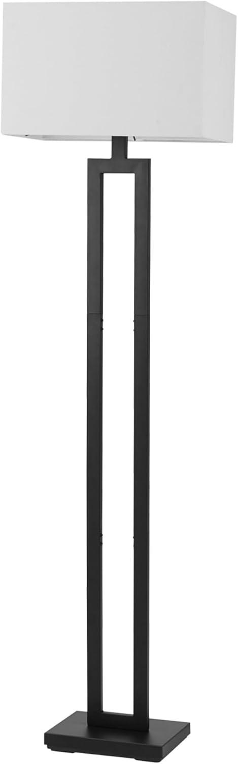 Matte Black Modern Energy Star 58" Floor Lamp with White Linen Shade