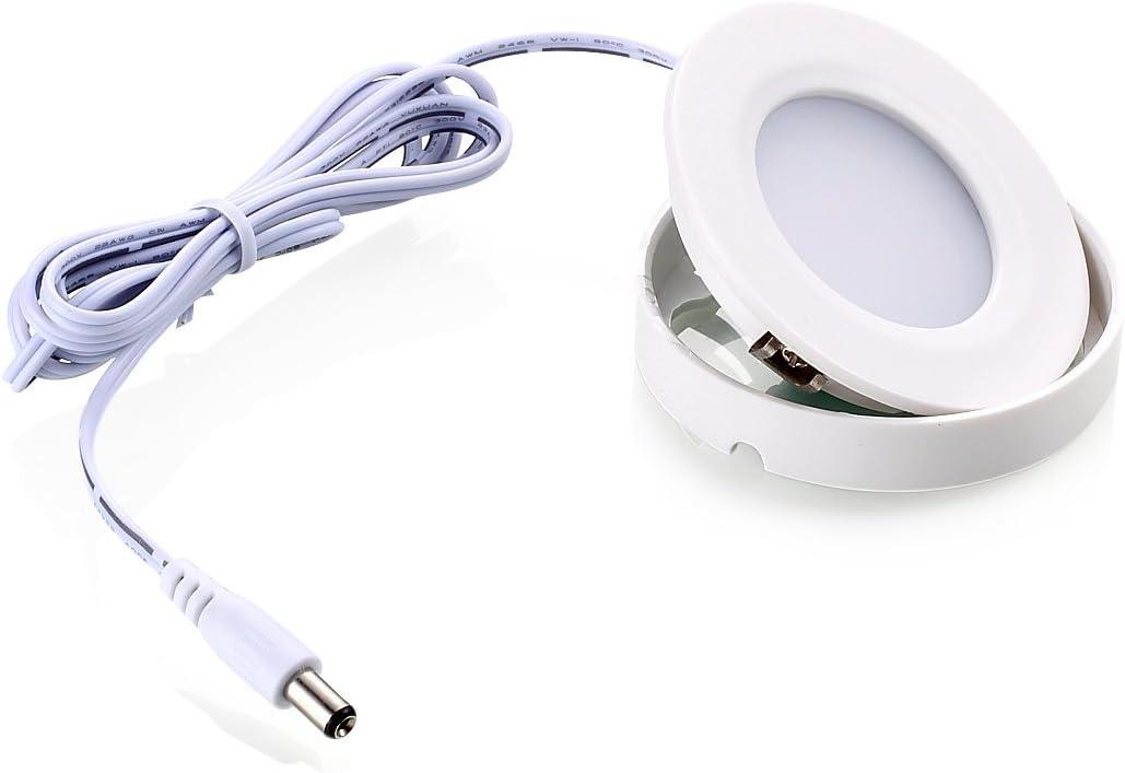 GETINLIGHT 2.75" Wide 3000K Dimmable LED Puck Lights Kit, Plug-in Installation with recessed or Surface Mounted, White Finished, Set of 3, IN-0102-3-WH