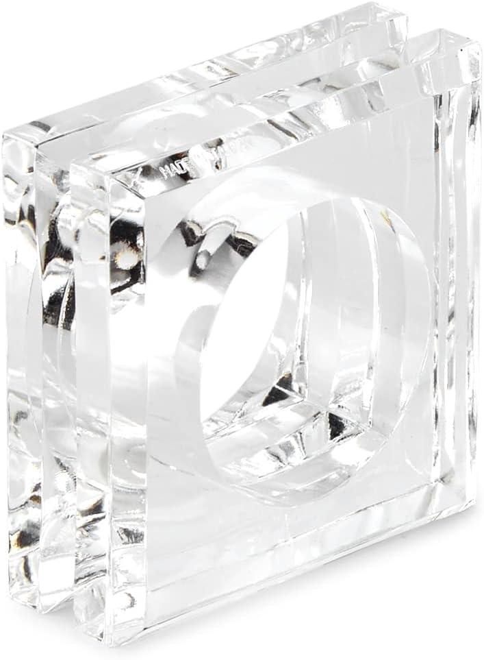 Acrylic Lucite Set of 4 Square Beveled Napkin Rings by Sparkle